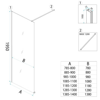Sprchová zástěna Rea Flexi Grey / Titan 120