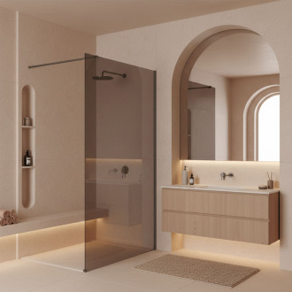 Sprchová zástěna Rea Flexi Brown / Titan 80