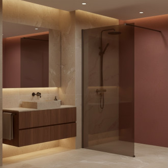 Sprchová zástěna Rea Flexi Brown / Titan 140