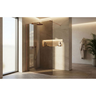 Sprchová zástěna Rea Flexi Brown / Brush Copper 90