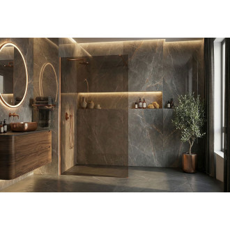 Sprchová zástěna Rea Flexi Brown / Brush Copper 100