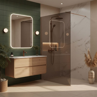 Sprchová zástěna Rea Flexi Brown / Brush Copper 110