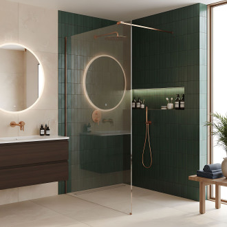 REA Sprchová zástěna Flexi Transparent / Brush Copper 90 KPL-K99366