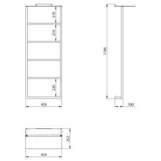 SKA nástěnný sušák ručníků s policí 454x1184x252mm, černá mat