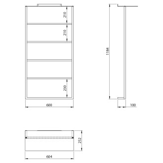 SKA nástěnný sušák ručníků s policí 604x1184x252mm, černá mat