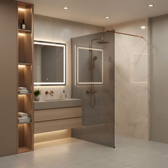 Sprchová zástěna Rea Flexi Grey / Brush Copper 80