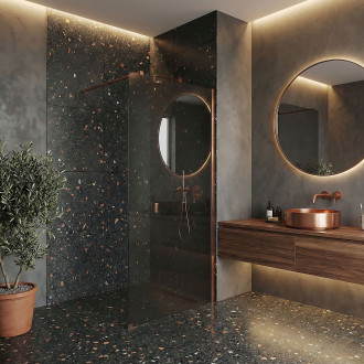 Sprchová zástěna Rea Flexi Grey / Brush Copper 80