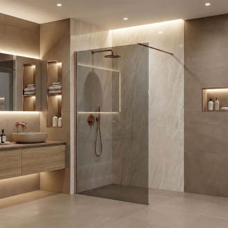 Sprchová zástěna Rea Flexi Grey / Brush Copper 130