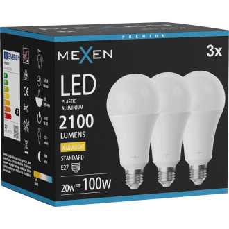 Mexen Nova 3x LED žárovka E27, A70, 20W, teplá - 3000K, 2100 lm - L100-E27-2030-01x03