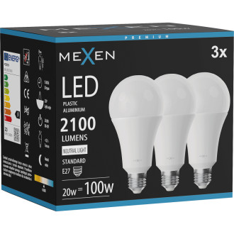 Mexen Nova 3x LED žárovka E27, A70, 20W, neutrální - 4000K, 2100 lm - L100-E27-2040-01x03