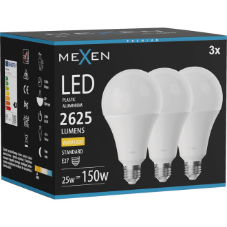 Mexen Nova 3x LED žárovka E27, A95, 25W, teplá - 3000K, 2625 lm - L100-E27-2530-01x03