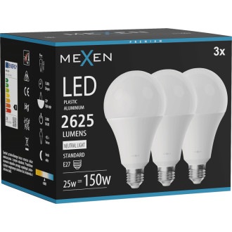 Mexen Nova 3x LED žárovka E27, A95, 25W, neutrální - 4000K, 2625 lm - L100-E27-2540-01x03