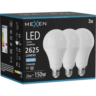 Mexen Nova 3x LED žárovka E27, A95, 25W, studená - 6500K, 2625 lm - L100-E27-2565-01x03
