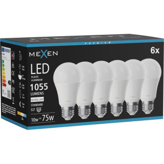 Mexen Nova 6x LED žárovka E27, A60, 10W, neutrální - 4000K, 1055 lm - L100-E27-1040-01x06