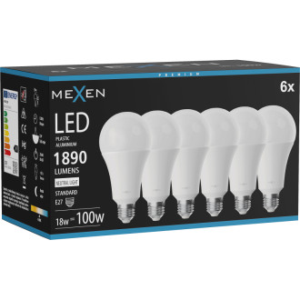 Mexen Nova 6x LED žárovka E27, A70, 18W, neutrální - 4000K, 1890 lm - L100-E27-1840-01x06