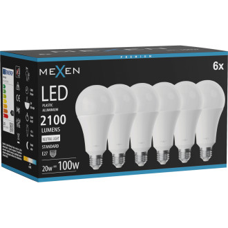 Mexen Nova 6x LED žárovka E27, A70, 20W, neutrální - 4000K, 2100 lm - L100-E27-2040-01x06