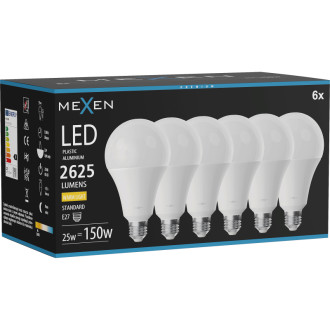 Mexen Nova 6x LED žárovka E27, A95, 25W, teplá - 3000K, 2625 lm - L100-E27-2530-01x06