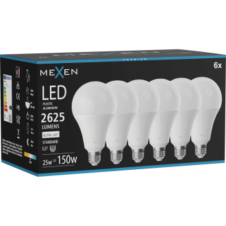 Mexen Nova 6x LED žárovka E27, A95, 25W, neutrální - 4000K, 2625 lm - L100-E27-2540-01x06