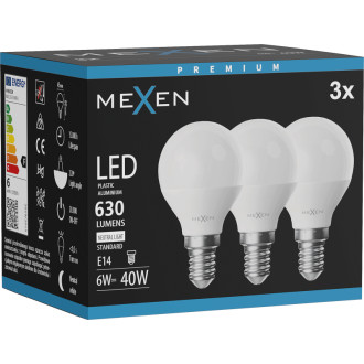 Mexen Nova 3x LED žárovka E14, G45, 6W, neutrální - 4000K, 630 lm - L101-E14-0640-01x03