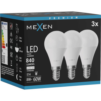 Mexen Nova 3x LED žárovka E14, G45, 8W, neutrální - 4000K, 840 lm - L101-E14-0840-01x03
