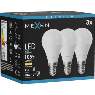 Mexen Nova 3x LED žárovka E14, G45, 10W, teplá - 3000K, 1055 lm - L101-E14-1030-01x03