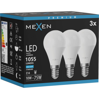 Mexen Nova 3x LED žárovka E14, G45, 10W, studená - 6500K, 1055 lm - L101-E14-1065-01x03