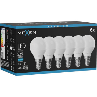 Mexen Nova 6x LED žárovka E14, G45, 5W, studená - 6500K, 525 lm - L101-E14-0565-01x06