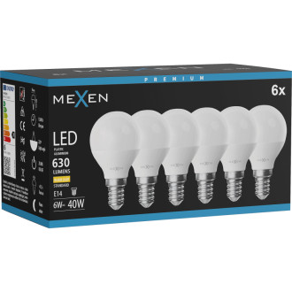 Mexen Nova 6x LED žárovka E14, G45, 6W, teplá - 3000K, 630 lm - L101-E14-0630-01x06