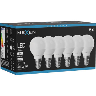 Mexen Nova 6x LED žárovka E14, G45, 6W, Neutral - 4000K, 630 lm - L101-E14-0640-01x06