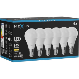 Mexen Nova 6x LED žárovka E14, G45, 9W, Teplá - 3000K, 945 lm - L101-E14-0930-01x06