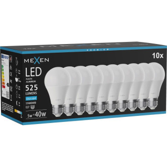 Mexen Nova 10x LED žárovka E27, A60, 5W, studená - 6500K, 525 lm - L100-E27-0565-01x10