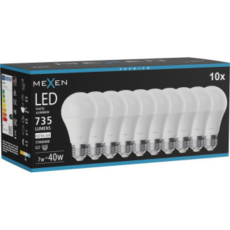 Mexen Nova 10x LED žárovka E27, A60, 7W, neutrální - 4000K, 735 lm - L100-E27-0740-01x10