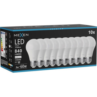 Mexen Nova 10x LED žárovka E27, A60, 8W, neutrální - 4000K, 840 lm - L100-E27-0840-01x10