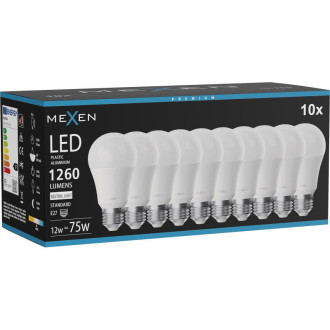 Mexen Nova 10x LED žárovka E27, A60, 12W, neutrální - 4000K, 1260 lm - L100-E27-1240-01x10