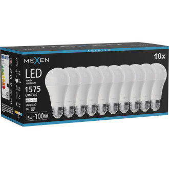 Mexen Nova 10x LED žárovka E27, A60, 15W, neutrální - 4000K, 1575 lm - L100-E27-1540-01x10