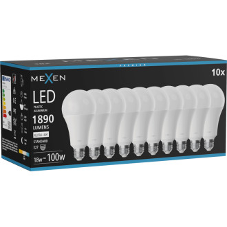 Mexen Nova 10x LED žárovka E27, A70, 18W, neutrální - 4000K, 1890 lm - L100-E27-1840-01x10