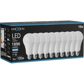 Mexen Nova 10x LED žárovka E27, A70, 18W, studená - 6500K, 1890 lm - L100-E27-1865-01x10