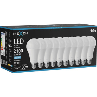 Mexen Nova 10x LED žárovka E27, A70, 20W, studená - 6500K, 2100 lm - L100-E27-2065-01x10