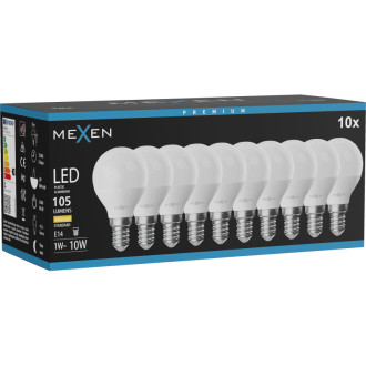 Mexen Nova 10x LED žárovka E14, G45, 1W, teplá - 3000K, 105 lm - L101-E14-0130-01x10