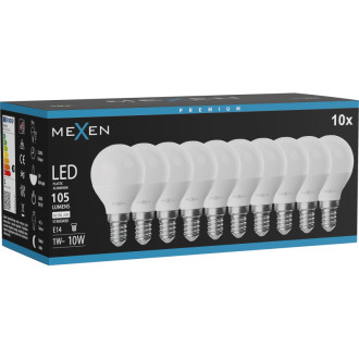 Mexen Nova 10x LED žárovka E14, G45, 1W, neutrální - 4000K, 105 lm - L101-E14-0140-01x10
