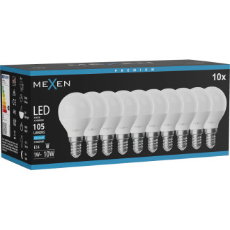 Mexen Nova 10x LED žárovka E14, G45, 1W, studená - 6500K, 105 lm - L101-E14-0165-01x10