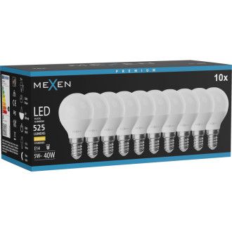 Mexen Nova 10x LED žárovka E14, G45, 5W, teplá - 3000K, 525 lm - L101-E14-0530-01x10
