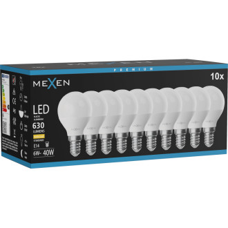 Mexen Nova 10x LED žárovka E14, G45, 6W, teplá - 3000K, 630 lm - L101-E14-0630-01x10
