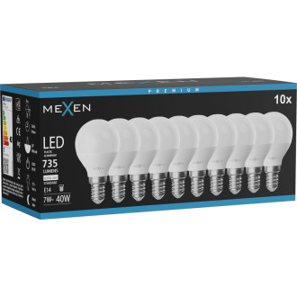 Mexen Nova 10x LED žárovka E14, G45, 7W, neutrální - 4000K, 735 lm - L101-E14-0740-01x10