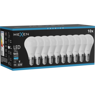 Mexen Nova 10x LED žárovka E14, G45, 9W, studená - 6500K, 945 lm - L101-E14-0965-01x10