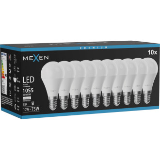 Mexen Nova 10x LED žárovka E14, G45, 10W, neutrální - 4000K, 1055 lm - L101-E14-1040-01x10
