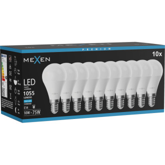 Mexen Nova 10x LED žárovka E14, G45, 10W, studená - 6500K, 1055 lm - L101-E14-1065-01x10