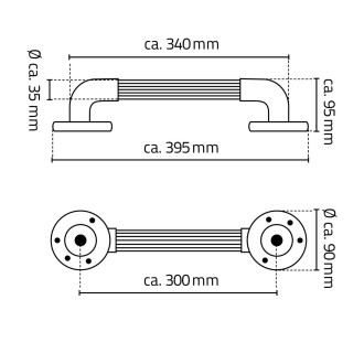 Pevnostní madlo plastové, 300mm, černá