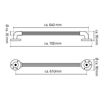 Pevnostní madlo plastové, 600mm, černá