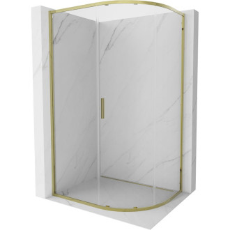 Mexen Exo půlkruhový asymetrický posuvný sprchový kout 120 x 80 cm, průhledný, zlatý - 8131-120-080-50-00